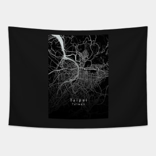 Taipei Taiwan City Map dark Tapestry