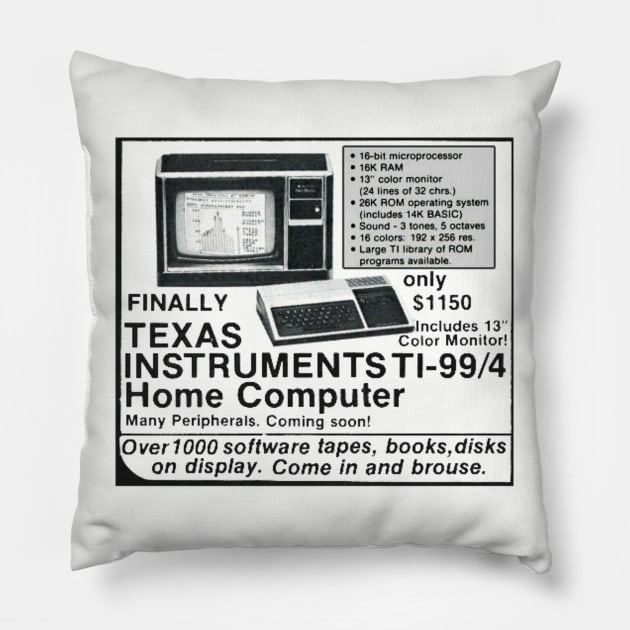 Finally!  TI-99/4 Home Computer Pillow by jmahood