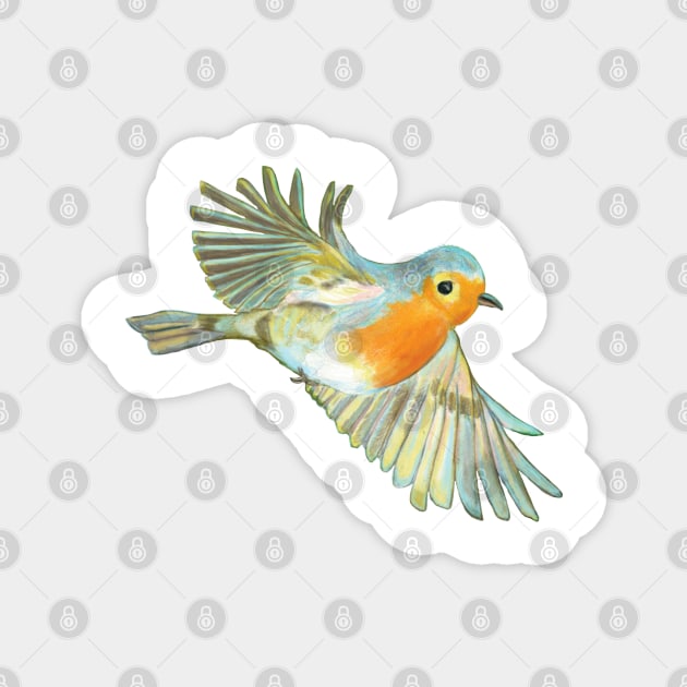 Little Robin Redbreast Flying Magnet by Julia Doria Illustration