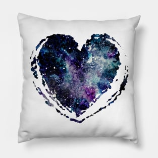 Watercolor Galaxy in Heart Pillow