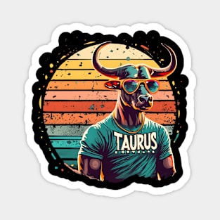 Taurus Sunset Get-Together: Retro Horoscope Celebration Magnet