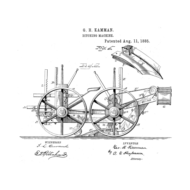 ditching machine Vintage Patent Hand Drawing Funny Novelty Gift by TheYoungDesigns