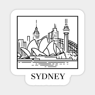 sydney line art illustration white background Magnet