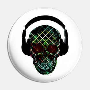 Skull headphones artwork Pin