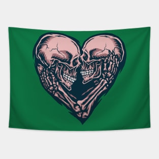 Skull Couple Heart Illustration Tapestry