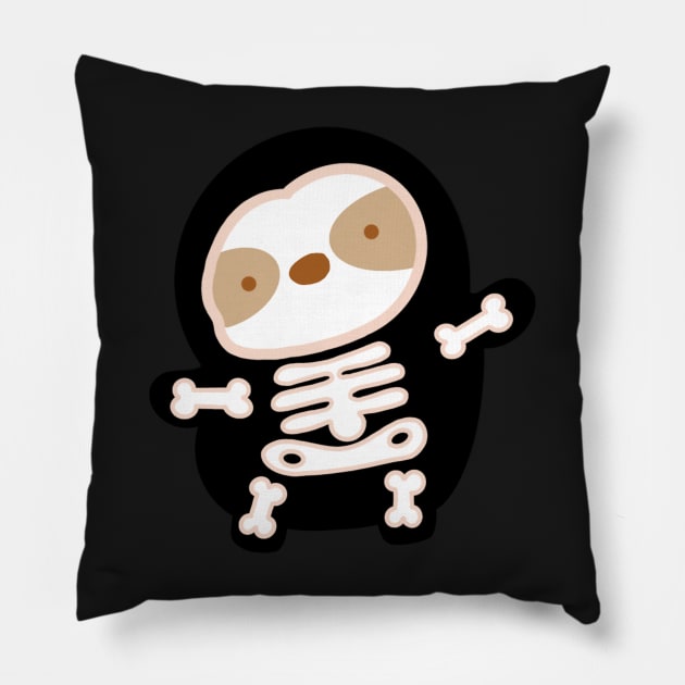 Cute Halloween Skeleton Sloth Pillow by theslothinme