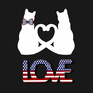 Two white cats in love in american style T-Shirt