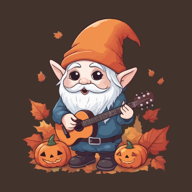 Funny Cute Music Guitarist Gnome Fall Autumn Thanksgiving by Rishirt