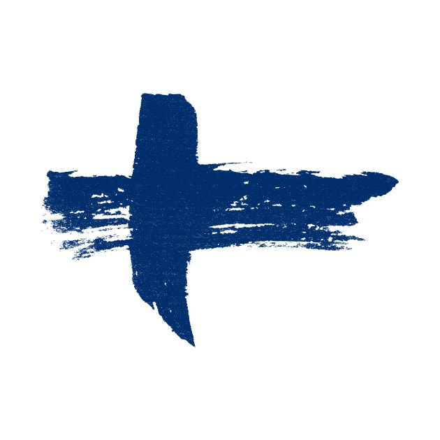 Finland Flag - Scandinavian Cross - Pencil Strokes by Nikokosmos