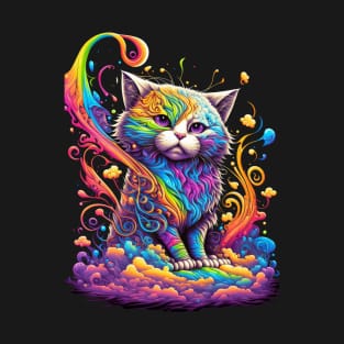 Rainbow Cat Design T-Shirt