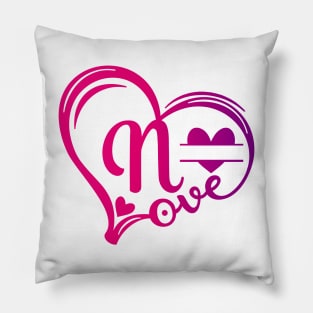 letter n monogram in the shape of love Pillow