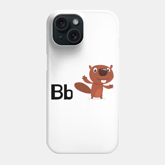 The Letter B for Beaver Alphabet uppercase and lowercase A letter Design Phone Case by Syressence