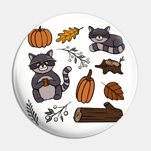 Badger In Autumn Pattern Digital Illustration Pin