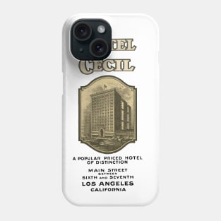 Hotel Cecil Los Angeles, True Crime, Horror Hotel, Hotel Death, The Suicide Hotel Phone Case