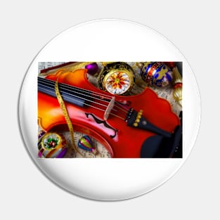 Baroque Violin With Christmas Ornaments Pin