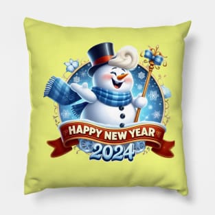 Frosty's Holiday Magic: Celebrate Christmas and Ring in the New Year with Whimsical Designs! Pillow