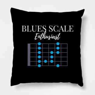 Blues Scale Enthusiast Dark Theme Pillow