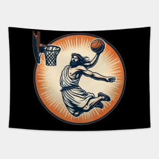 Funny Basketball Retro Jesus Christ Tapestry