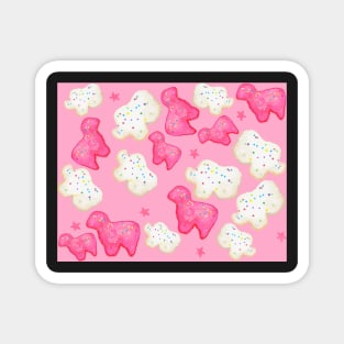 Watercolor Circus Cookies on Pink Magnet