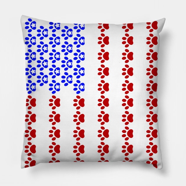 Patriotic Paw Print US Flag (Vertical) Pillow by ARTWORKandBEYOND