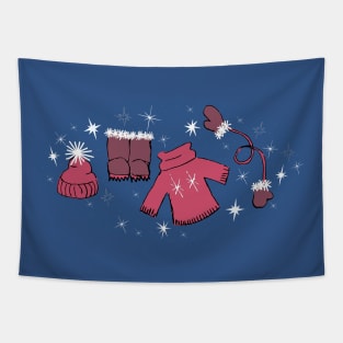 Winter weather snow lover gear cartoon illustration Tapestry