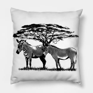 Zebras with tree in Kenya / Africa Pillow