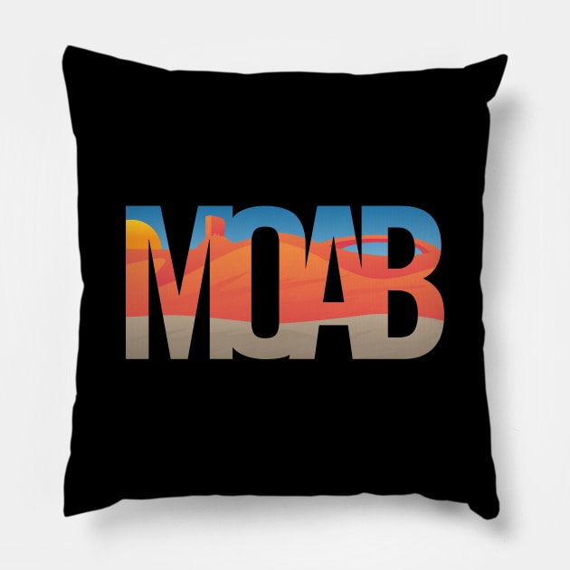 Moab Utah Scenic Typography Pillow by hobrath