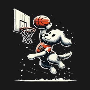 funny dog basketball slam dunked T-Shirt