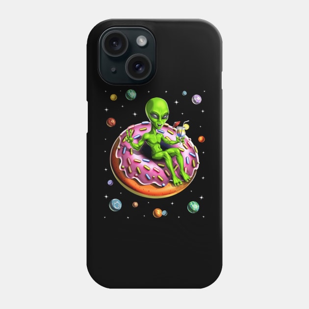 Space Alien Riding Donut Phone Case by underheaven