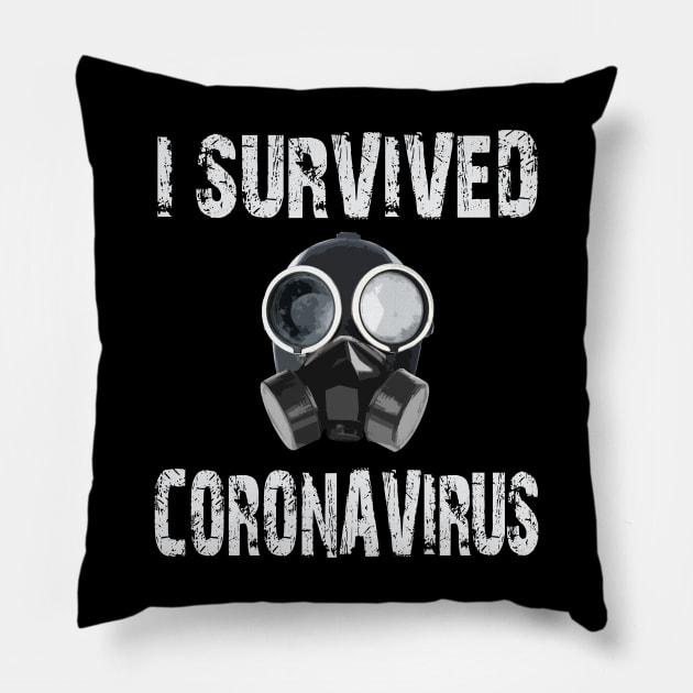 Funny trendy I survived coronavirus covid 19 gas protection mask Pillow by AbirAbd