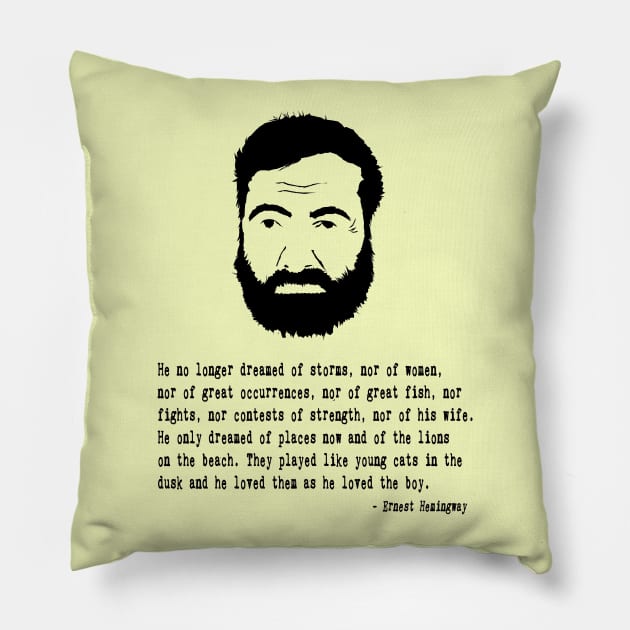 Ernest Hemingway Pillow by PoetandChef