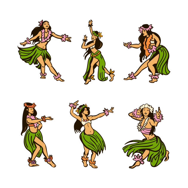 Vintage Hawaiian Hula Girls Illustration by SLAG_Creative