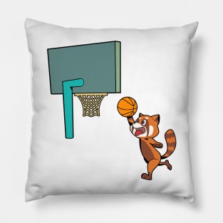 Comic red panda playing basketball Pillow