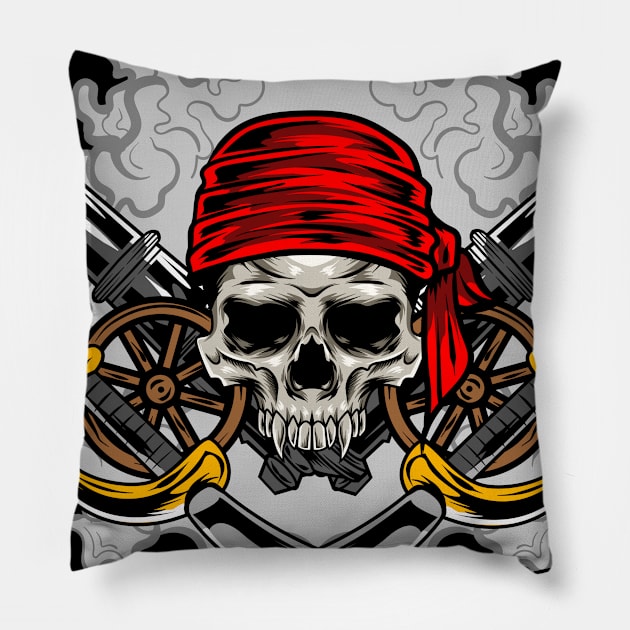 Skull Pirates Warrior Crew Pillow by Harrisaputra
