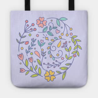 Pretty Pastel Swirl Of Flowers Doodle Design Tote