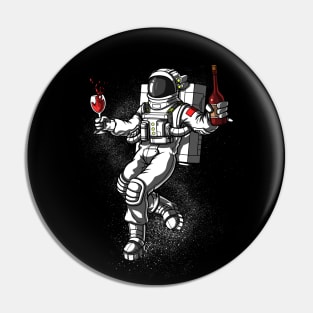 Space Astronaut Wine Drinking Party Pin