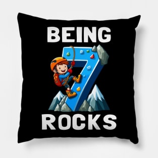 Kids 7 Year Old Rock Climbing , 7th Birthday Pillow