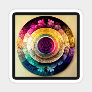 mandala, purple, pink, black, blue, green, yellow, gold, silver, white, rose Magnet