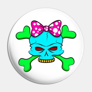 Colorful Girl Skull Design Pin