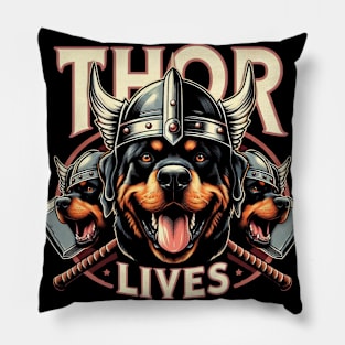 Rottweiler Viking Thor Lives Nordic Theme Pillow