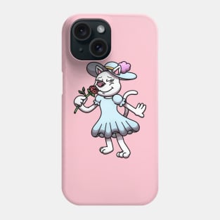 Female White Cat Smelling Flower Phone Case