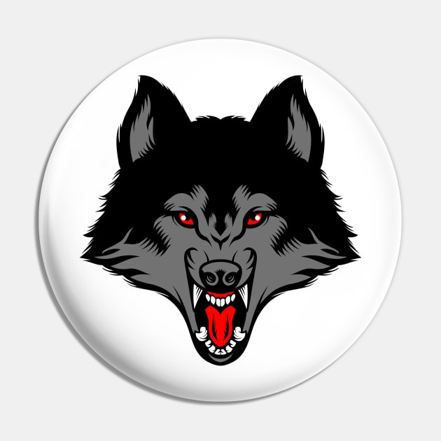 Scary Wolf Facemask A Rave Face - Aesthetic Art Of Animal Pin by mangobanana