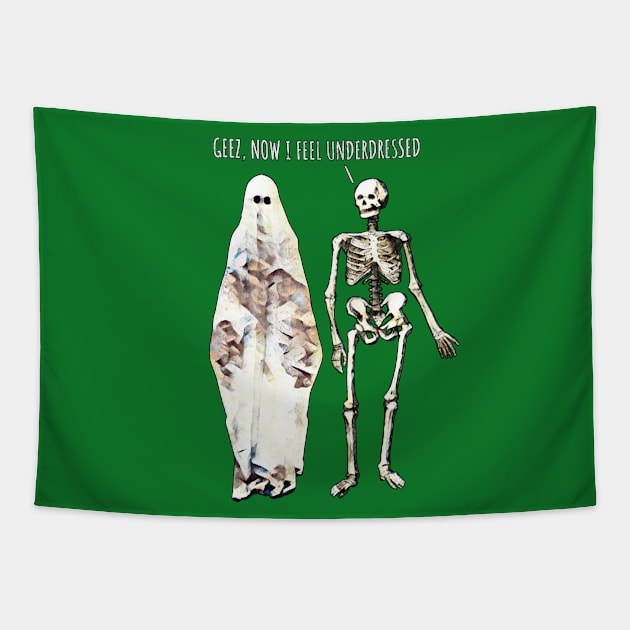 Overdressed Ghost & Skeleton Tapestry by Strangers With T-Shirts