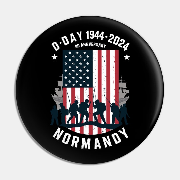 D-Day 1944-2024 80th Anniversary Normandy Pin by FunnyZone