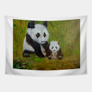 Mama and Baby Panda Tapestry