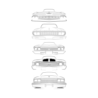 front/profile - Evolution of the Chevy El Camino - stencil, black T-Shirt