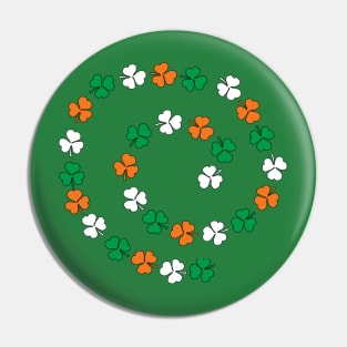 Green White Orange St Patricks Day Shamrock Spiral Pin