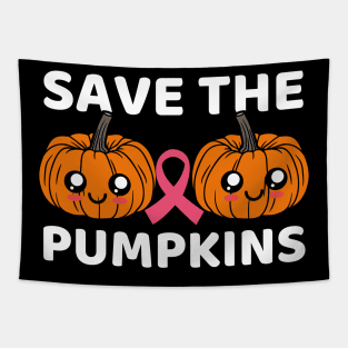 Cute Kawaii Save The Pumpkins Breast Cancer Funny Mom Halloween Tapestry