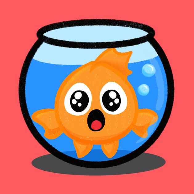 Goldfish Swimming in Bowl by Midnight Pixels