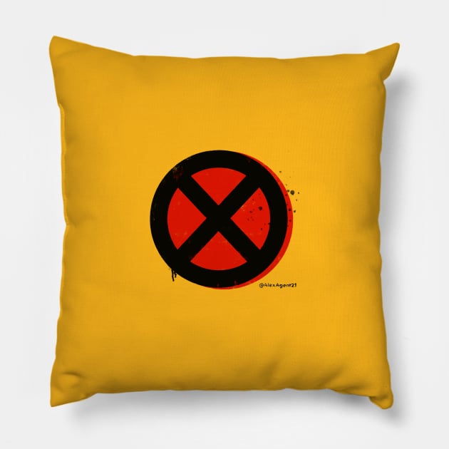 X Screen Print Texture Logo (red) Pillow by AlexAgent21